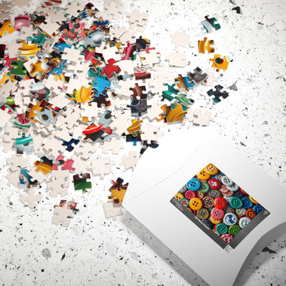 Button Collection Jigsaw Puzzle - Chaotic Collage Design, Fun Family Creative Activity, Puzzle Lover Gift for Friends, Vintage Vibe Brain Teaser Puzzle The Puzzle Chest