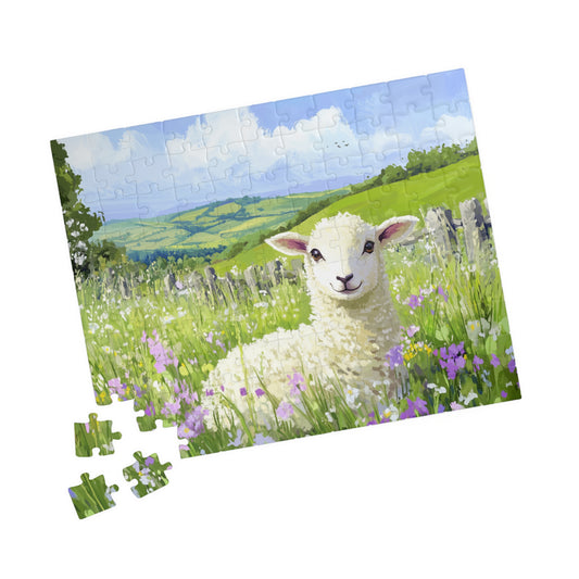 Spring Lamb Puzzle | Scenic Countryside Sheep Jigsaw 110-1014 Piece 110 pcs (Horizontal) Puzzle The Puzzle Chest