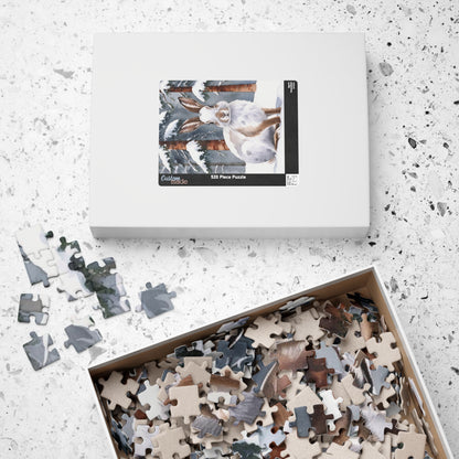 Snowshoe Rabbit Jigsaw Puzzle, Winter Landscape, Wildlife, Animal Puzzle, Winter Scene, Camouflage Puzzle, Snowy Rabbit Puzzle