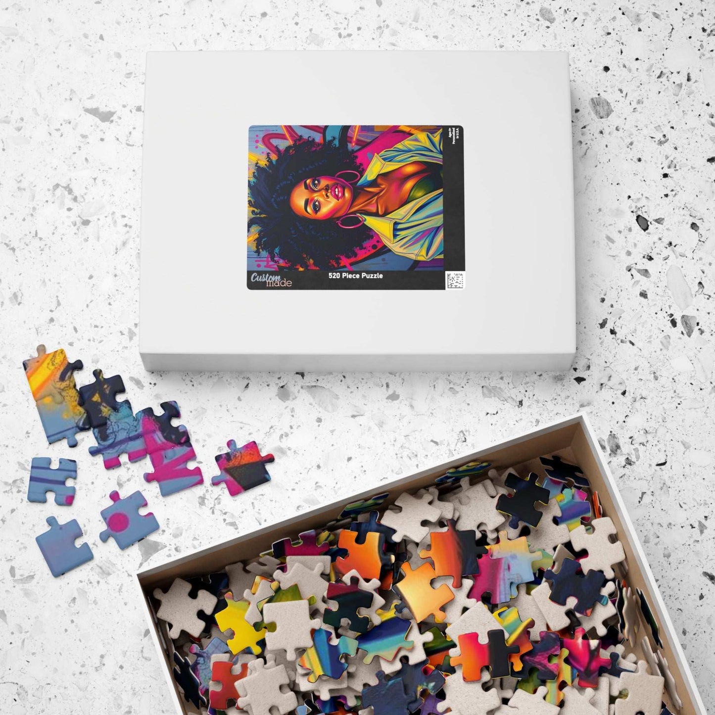 Black Woman Afro Puzzle - Abstract Pop Art Graffiti Background Jigsaw, Afrocentric, Black Art, 110, 252, 520, 1014-piece Puzzle The Puzzle Chest