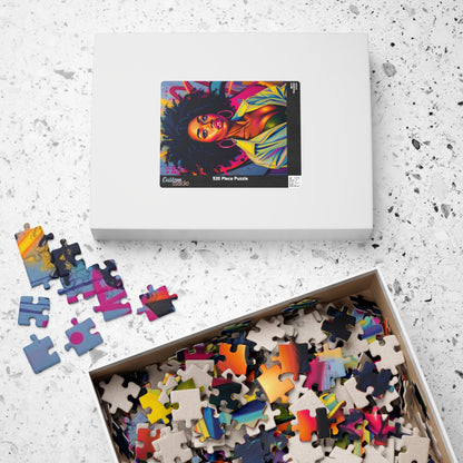 Black Woman Afro Puzzle - Abstract Pop Art Graffiti Background Jigsaw, Afrocentric, Black Art, 110, 252, 520, 1014-piece Puzzle The Puzzle Chest