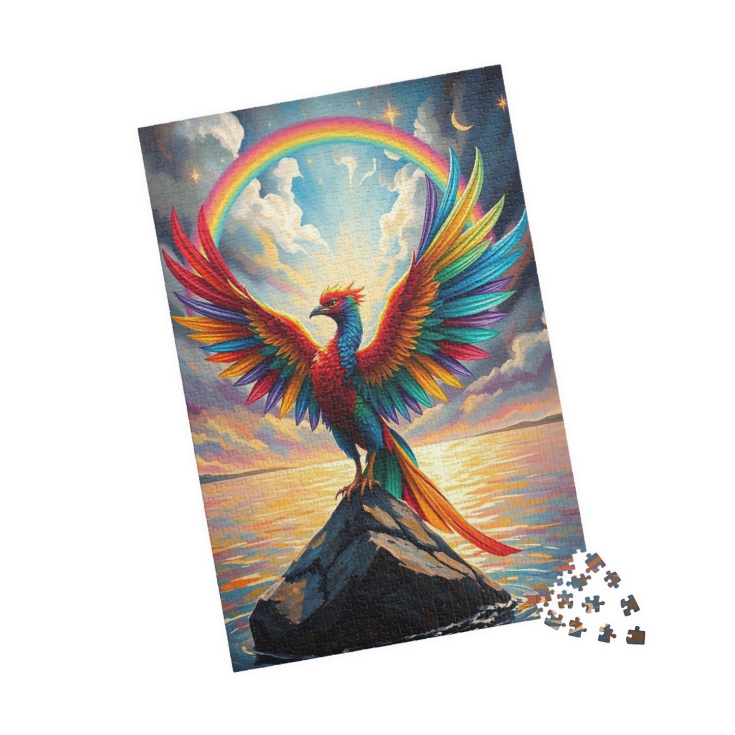Rise in Rainbow Flame Jigsaw Puzzle, Colorful Phoenix Puzzle, Firebird Puzzle, LGBTQ Gift for Adult Pride Month Birthday Holiday Fun Puzzle The Puzzle Chest
