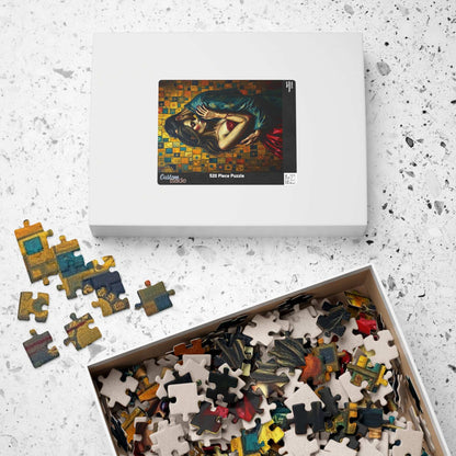 Romantic Embrace Gothic Jigsaw Puzzle, Eerie Couple Hugging Golden Jewel-Toned Patterns, Stress Relief, Unique Dark Art Puzzle Lover Gift Puzzle The Puzzle Chest