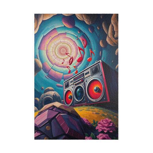 Retro Music Boombox Puzzle | 110, 252, 520, 1014-piece Pop Art Adult Jigsaw | Gift for Music Lovers, Game Night Brain Teaser 1014 pcs (Vertical) Puzzle The Puzzle Chest