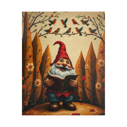 Gnome Reading Storybook – Whimsical Folk Art Forest Jigsaw Puzzle The Puzzle Chest