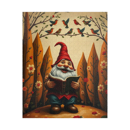 Gnome Reading Storybook – Whimsical Folk Art Forest Jigsaw Puzzle The Puzzle Chest