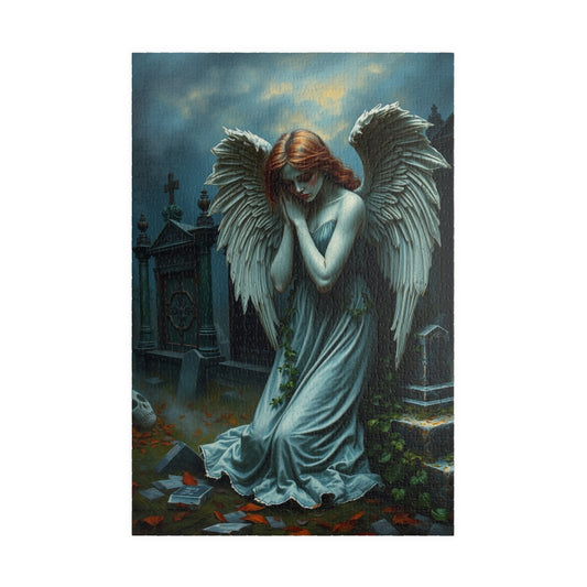 Gothic Angel Statue Puzzle, Mystical Jigsaw Game for Adults, Unique Gift for Puzzle Lovers, Spiritual Art, Perfect for Halloween, Meditation 1014 pcs (Vertical) Puzzle The Puzzle Chest