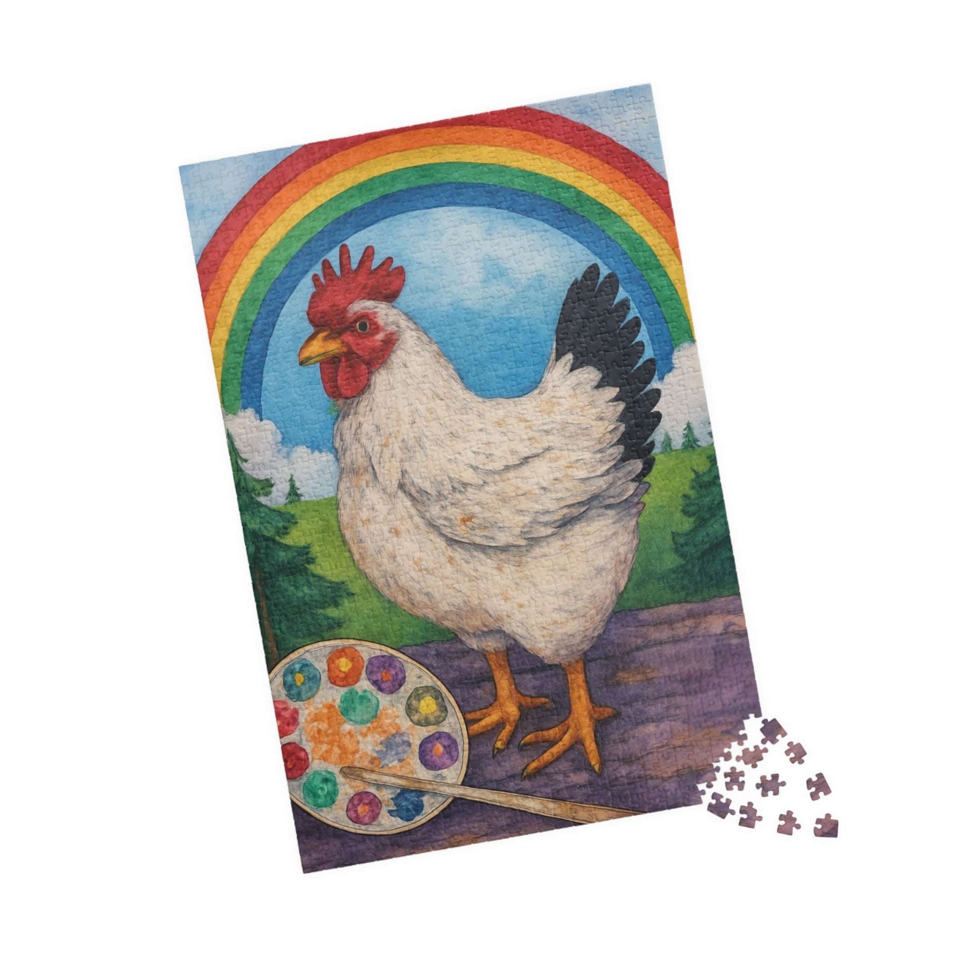 Creative Clucks Jigsaw Puzzle - Rainbow Chicken Artist 1014 pcs (Vertical) Puzzle The Puzzle Chest