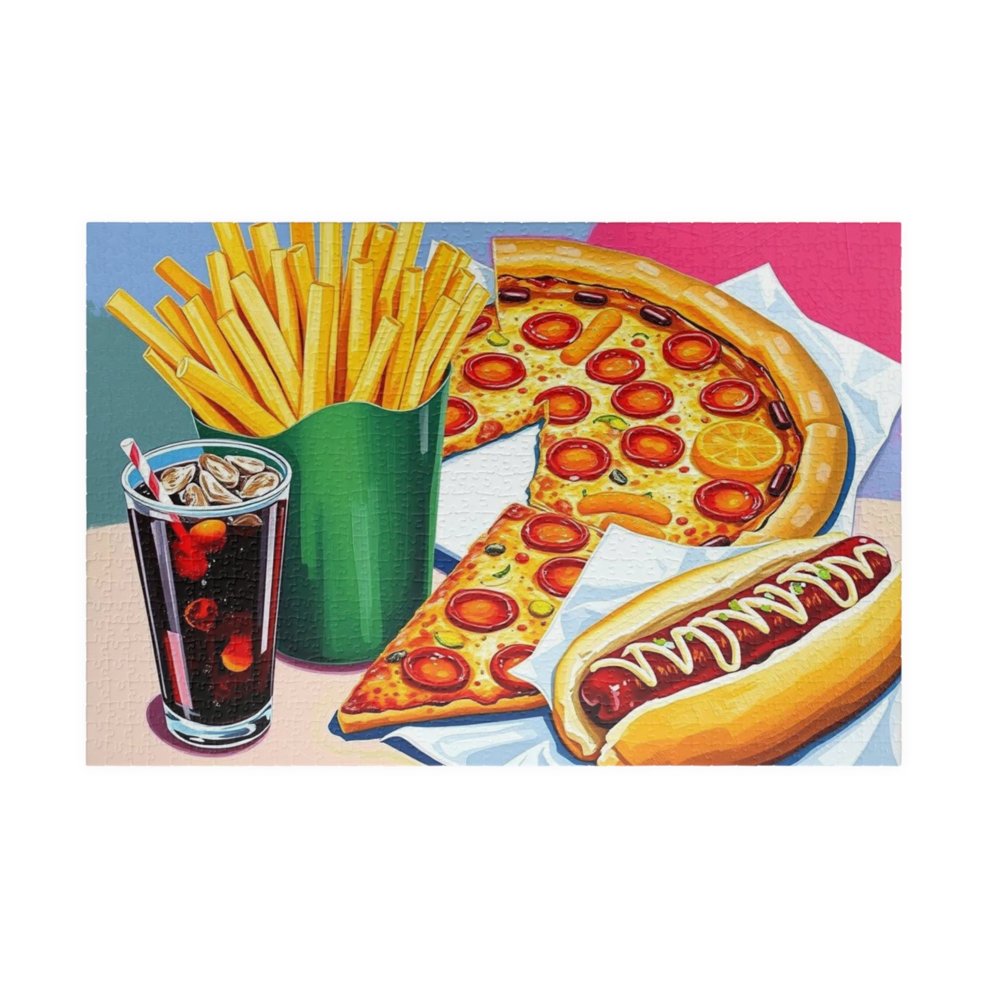 Fast Food Fun Puzzle - Pop Art Jigsaw Game Adult Gift for Food Lovers, Family Game Night, Unique Home Entertainment 1014 pcs (Horizontal) Puzzle The Puzzle Chest