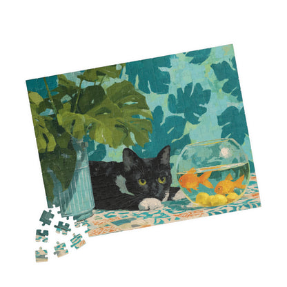 The Cat and the Goldfish Bowl – Classic Matisse-Inspired Cat Jigsaw Puzzle, Animal Theme Still Life Puzzle 252 pcs (Horizontal) Puzzle The Puzzle Chest