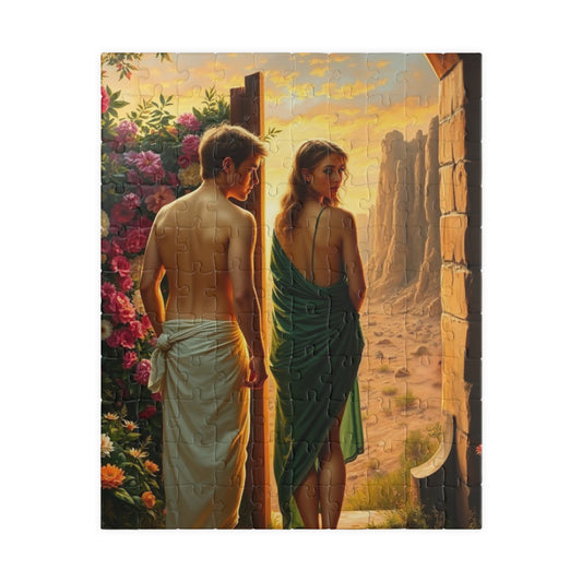 Religious Jigsaw Puzzle - Adam and Eve Leaving the Garden of Eden, Christian Puzzle Lover Gift for Friend, Mindful Family Activity, Solo Fun