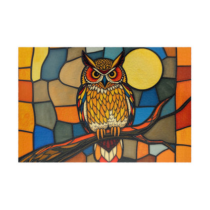 Moonlit Owl Puzzle - Stained Glass Style, 110-1014 Piece Jigsaw for Fun Adult Activity, Gift for Family, Home Entertainment, Mindful Game