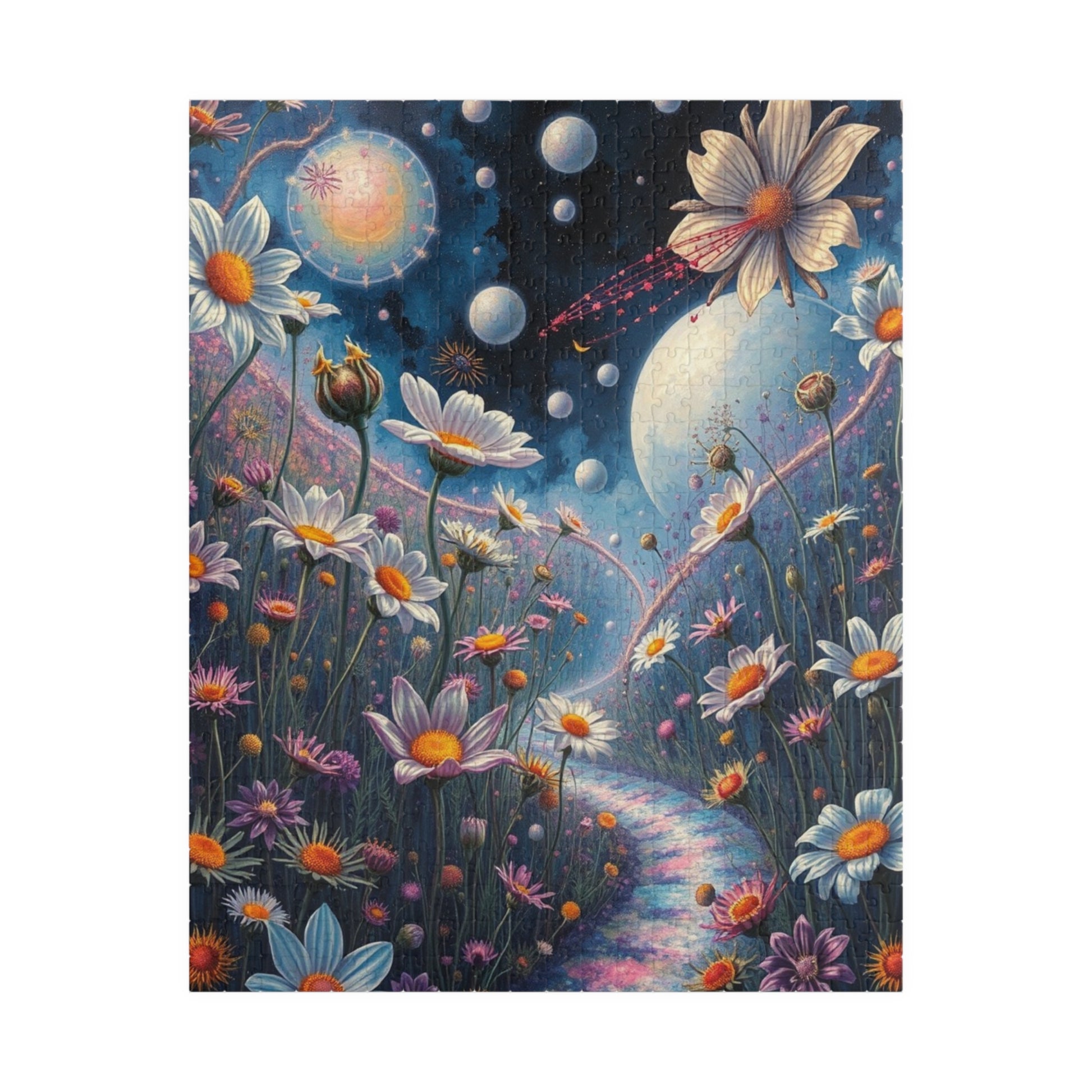 Wildflower Fantasy Puzzle, Surreal Floral Landscape Jigsaw Game for Adult, Mindfulness Activity Home Entertainment Puzzler Brain Teaser Gift 520 pcs (Vertical) Puzzle The Puzzle Chest
