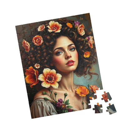 Floral Art Puzzle, Beautiful Woman Portrait Jigsaw, Relaxing Activity for Adults, Gift for Puzzle Lovers and Friends, Mindful Brain Teaser Puzzle The Puzzle Chest