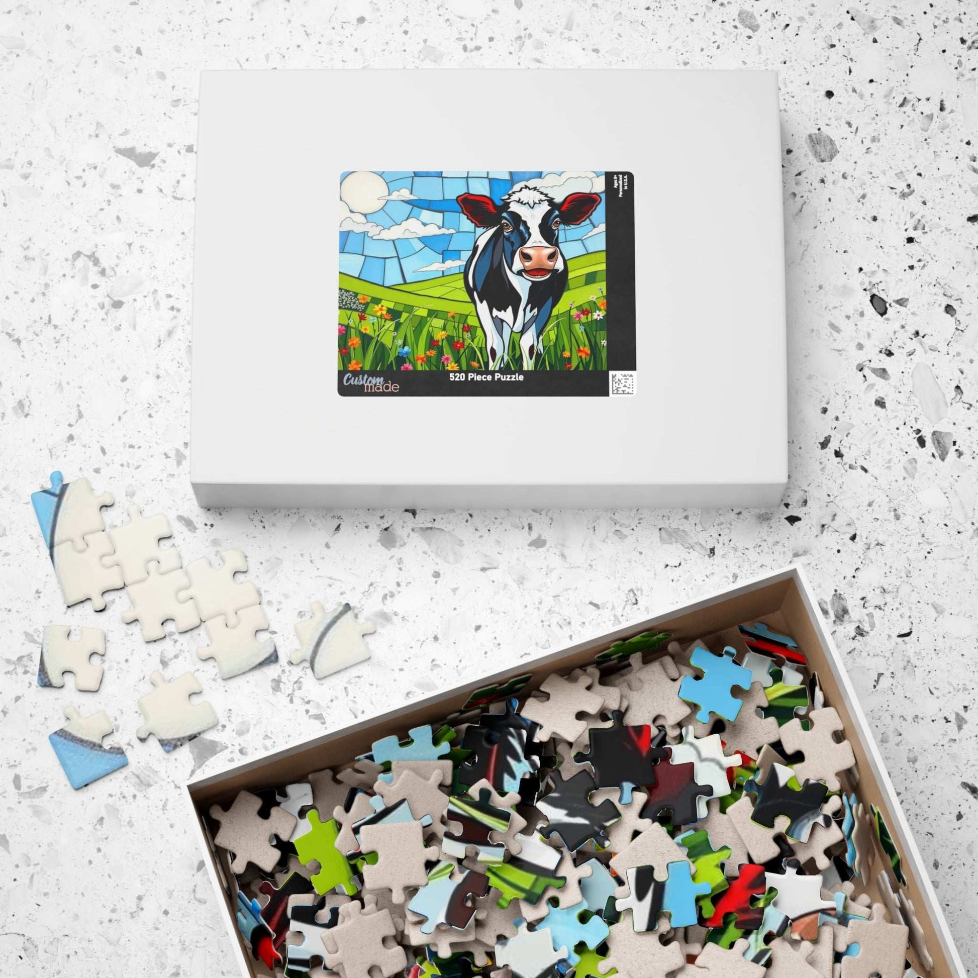 Pasture Bloom Cow Puzzle - Fun Farm Themed Jigsaw, 110-1014 Piece Engaging Family Activity, Mindful Brain Teaser, Unique Animal Lover Gift