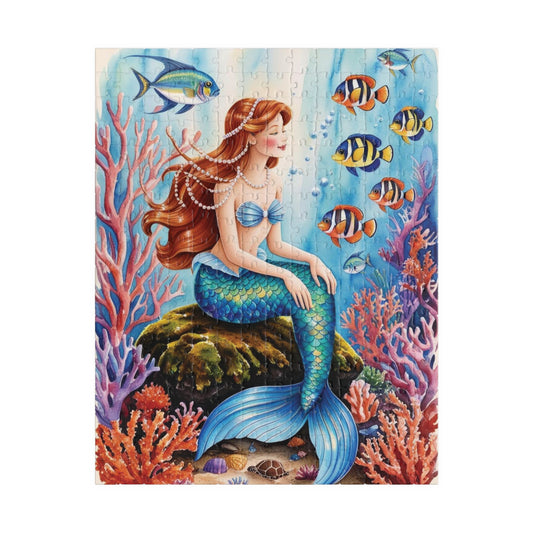 Mythical Creature Puzzle, Mermaid Sitting on Rock Jigsaw Game, Underwater Coral Reef Ocean Theme, Challenging Fun Family Activity Game Night