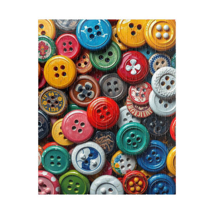 Button Collection Jigsaw Puzzle - Chaotic Collage Design, Fun Family Creative Activity, Puzzle Lover Gift for Friends, Vintage Vibe Brain Teaser 252 pcs (Vertical) Puzzle The Puzzle Chest
