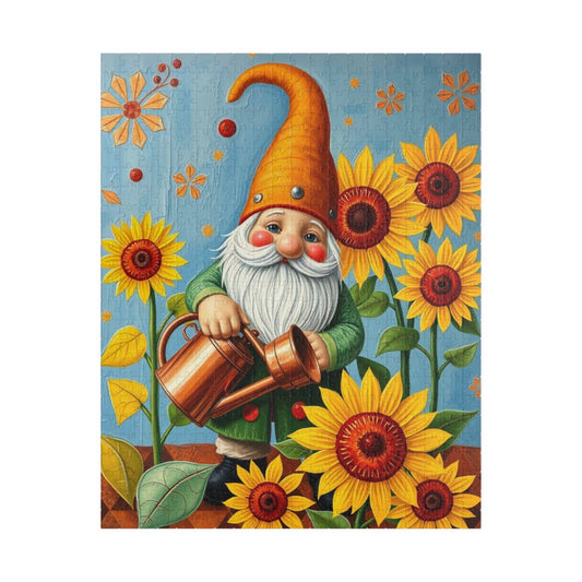 Nordic Gnome Gardening Sunflowers – Scandinavian Folk Garden Jigsaw Puzzle Puzzle The Puzzle Chest