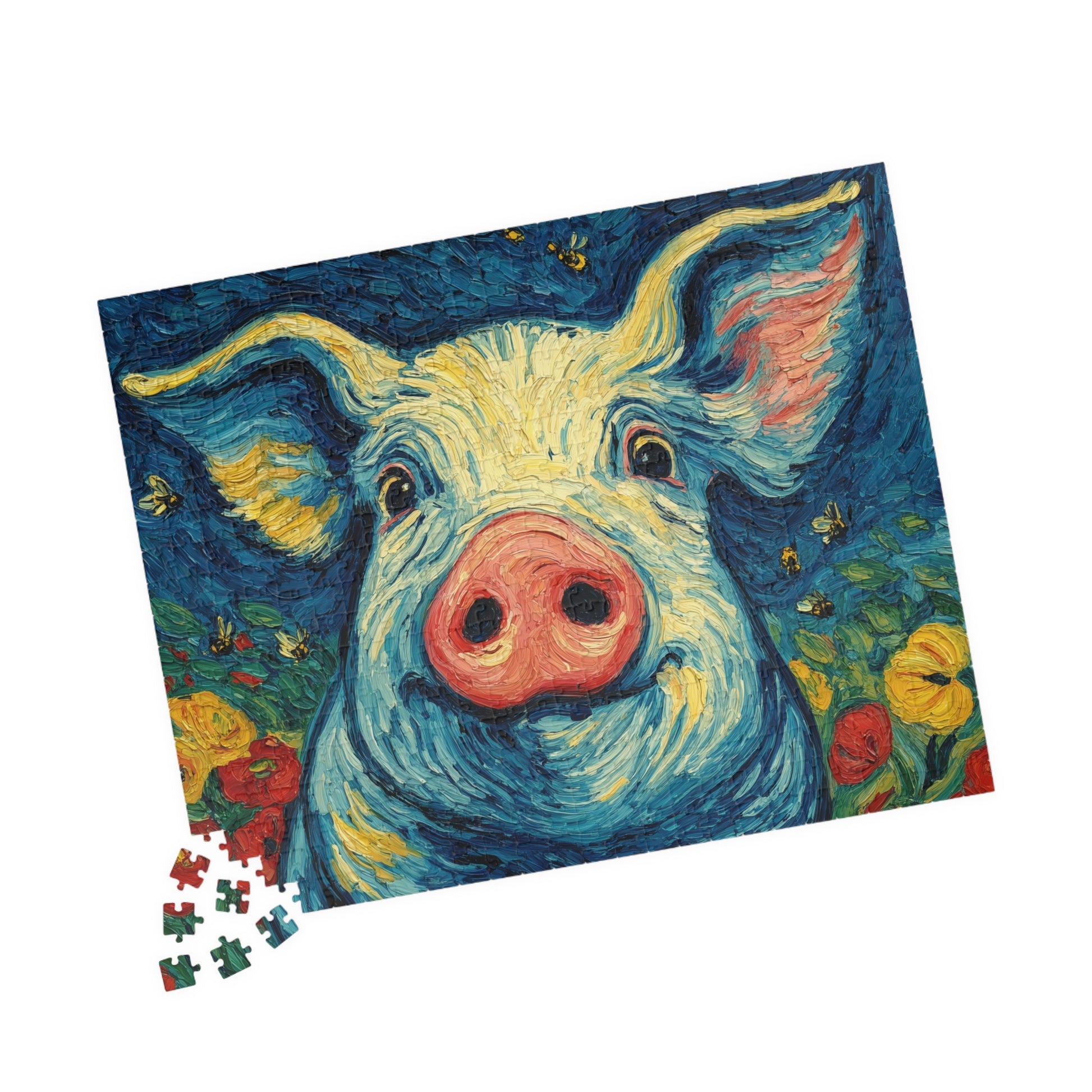 Whimsical Pig Puzzle, Fun Decor, Gift for Animal Lovers, Family Game Night, Unique Challenge, Farmhouse Style 520 pcs (Horizontal) Puzzle The Puzzle Chest