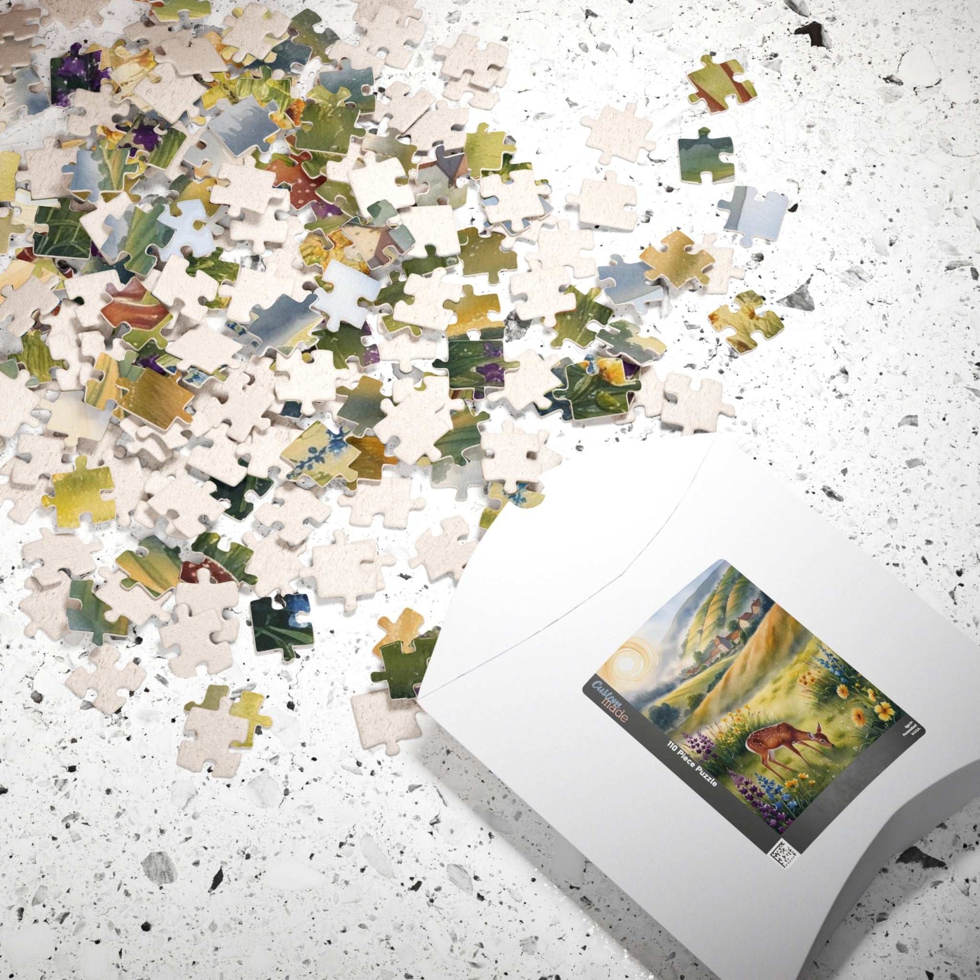 Serene Landscape Puzzle, Deer Grazing in Wildflower Field Jigsaw Game, Gift for Nature Lover, Family Night Mindfulness Activity Brain Teaser Puzzle The Puzzle Chest