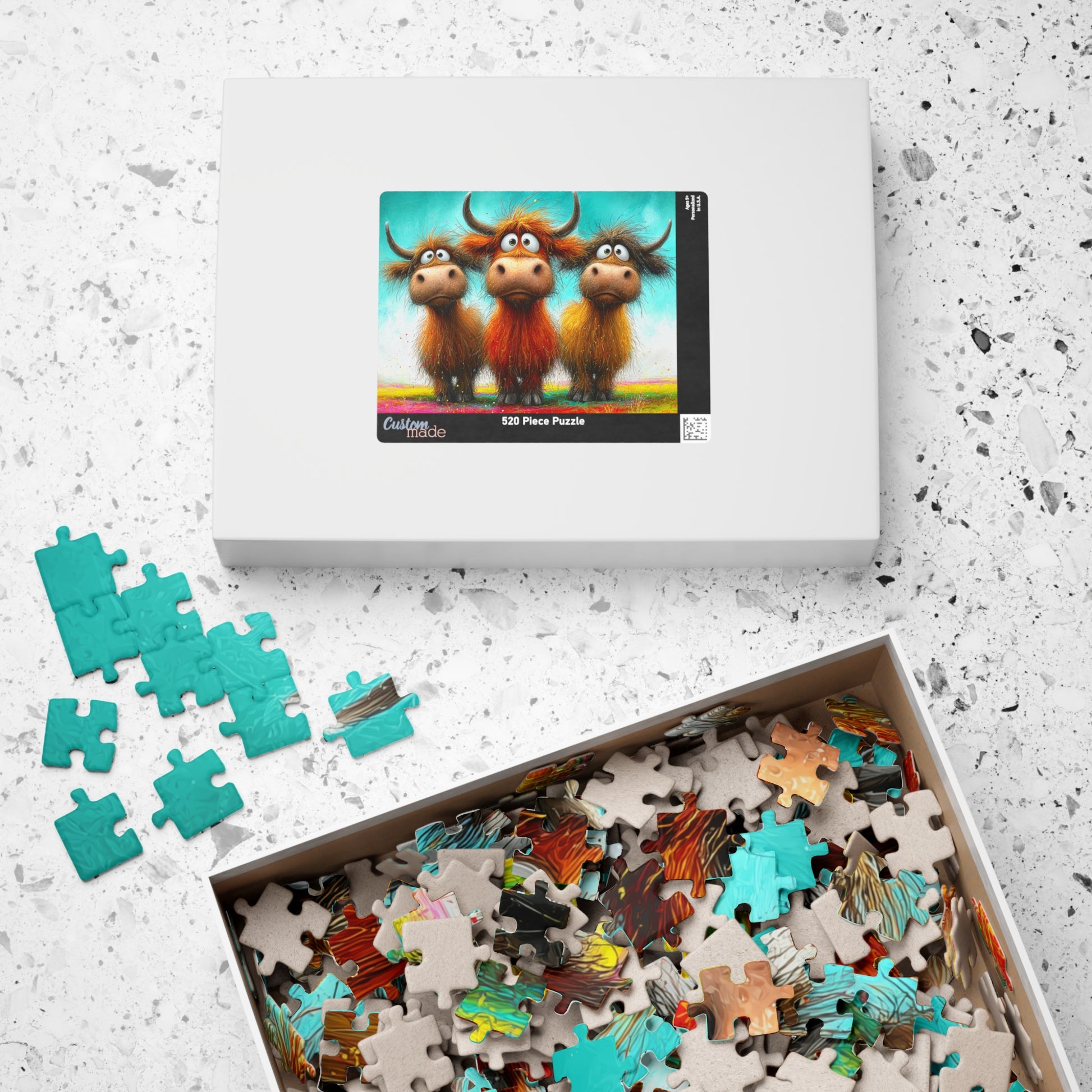Three Cartoon Highland Cows Puzzle | 110/252/520-piece Jigsaw Puzzle The Puzzle Chest