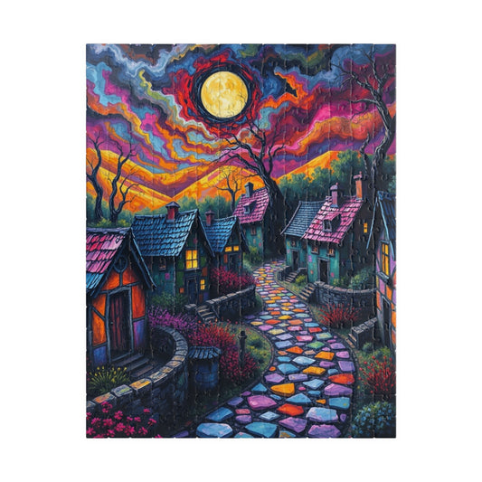 Enchanting Evening Village Puzzle, 110, 252, 520, 1014-piece, Nighttime Scenic Jigsaw Game for Family Fun, Gifts, Home Décor 252 pcs (Vertical) The Puzzle Chest