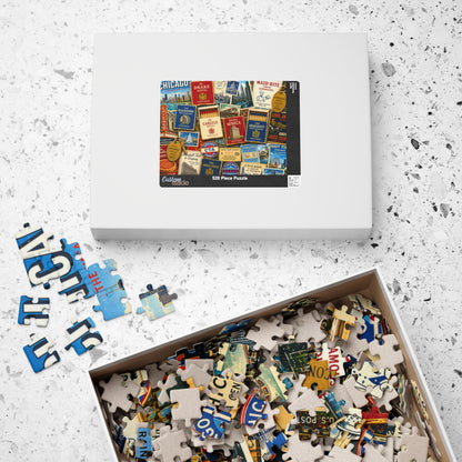 Vintage Chicago Matchbook Puzzle | Windy City Memorabilia Jigsaw | Historic Landmark Retro Midwest Nostalgia