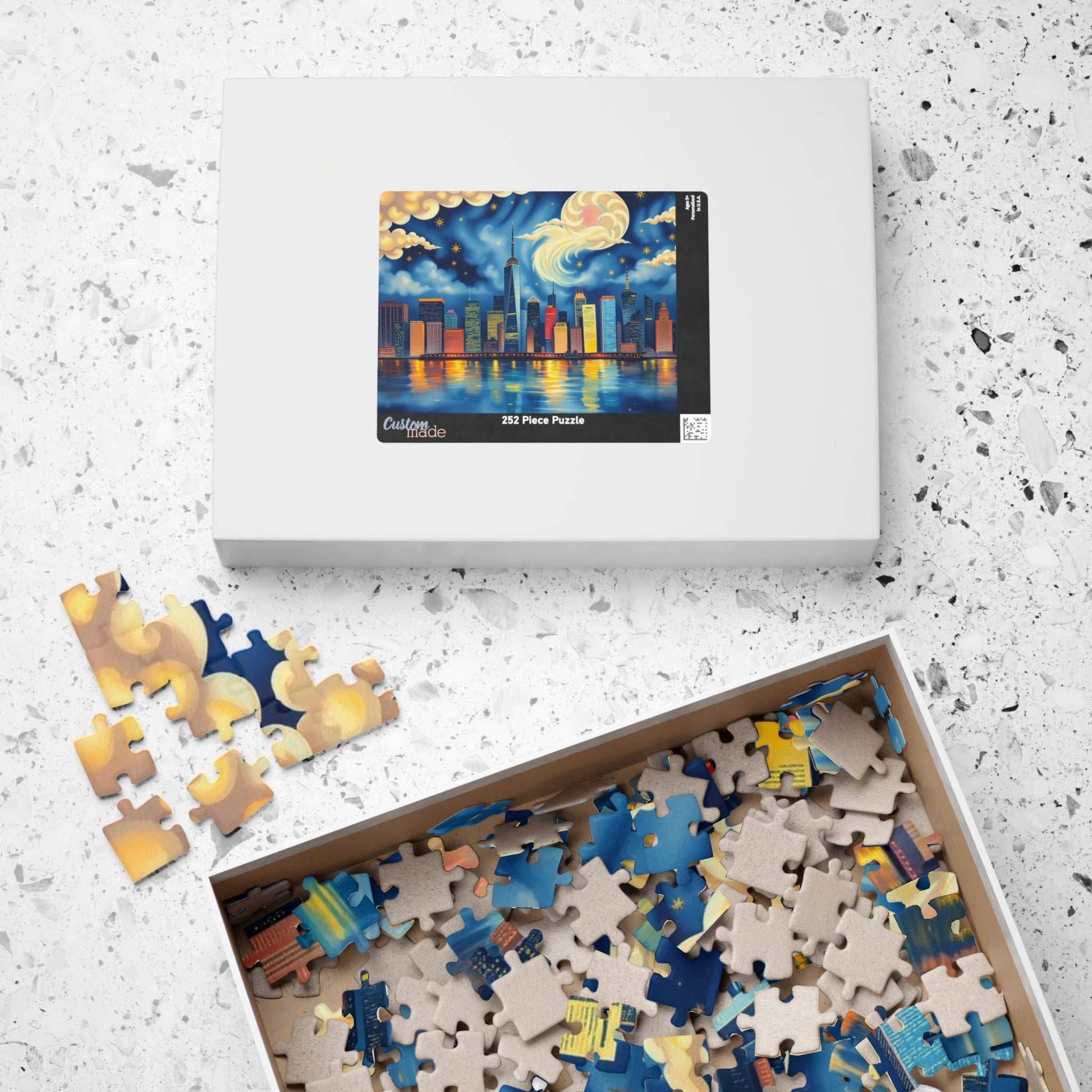 Manhattan City Skyline at Night Jigsaw Puzzle – Urban Landscape Brain Teaser Game for Adults & Teens Puzzle The Puzzle Chest