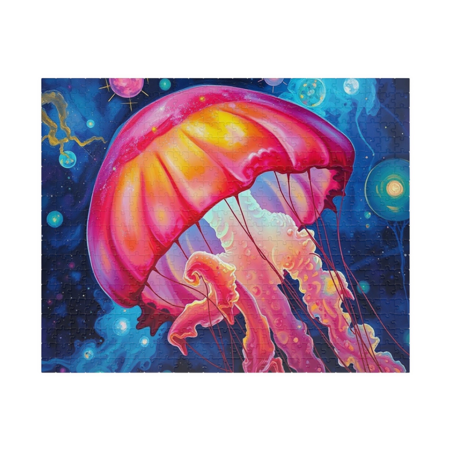 Colorful Jellyfish Jigsaw Puzzle, Vibrant Ocean Artwork, Family Game Night, Friend Gift for Sea Lovers, Fun Activity for Adults 520 pcs (Horizontal) Puzzle The Puzzle Chest