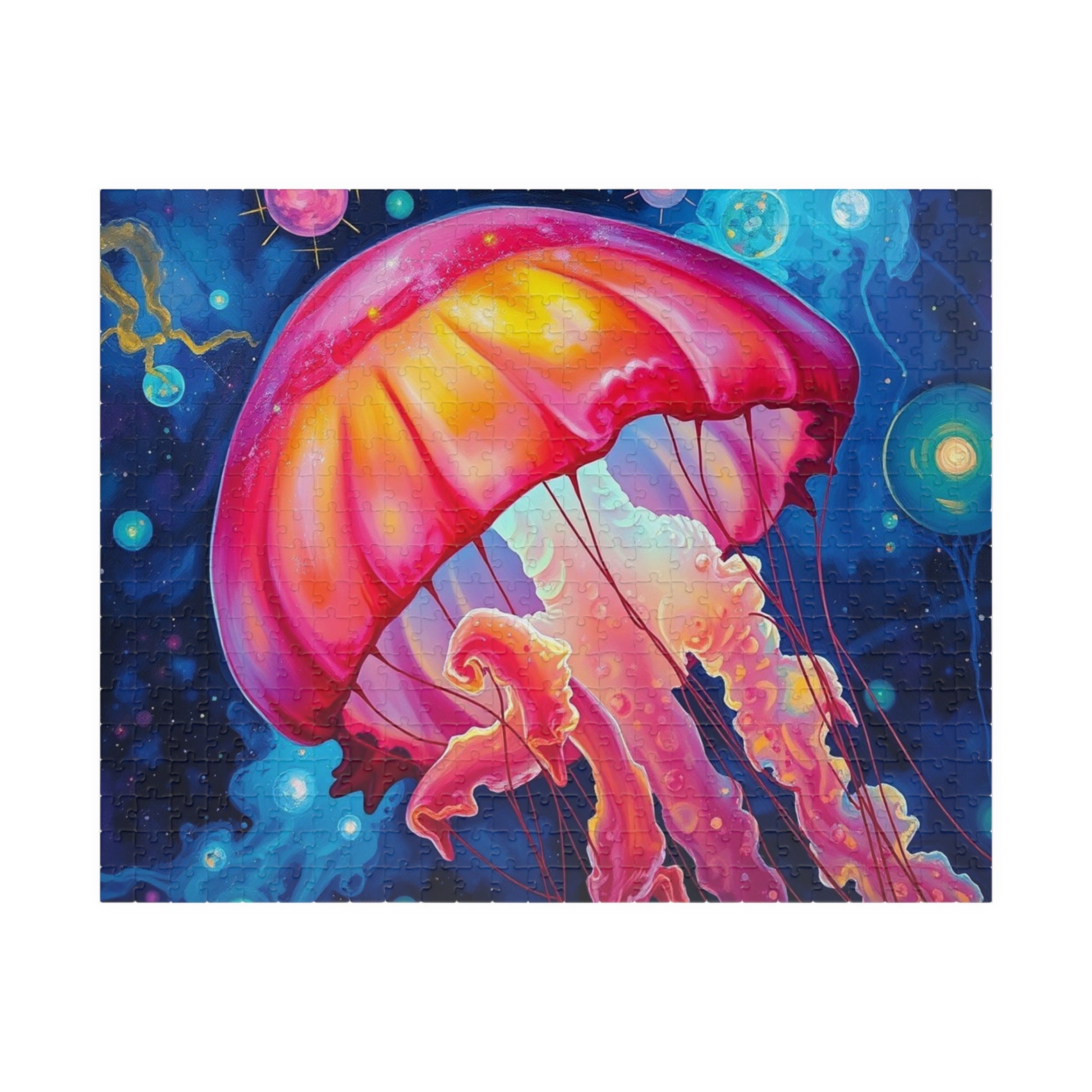 Colorful Jellyfish Jigsaw Puzzle, Vibrant Ocean Artwork, Family Game Night, Friend Gift for Sea Lovers, Fun Activity for Adults 520 pcs (Horizontal) Puzzle The Puzzle Chest