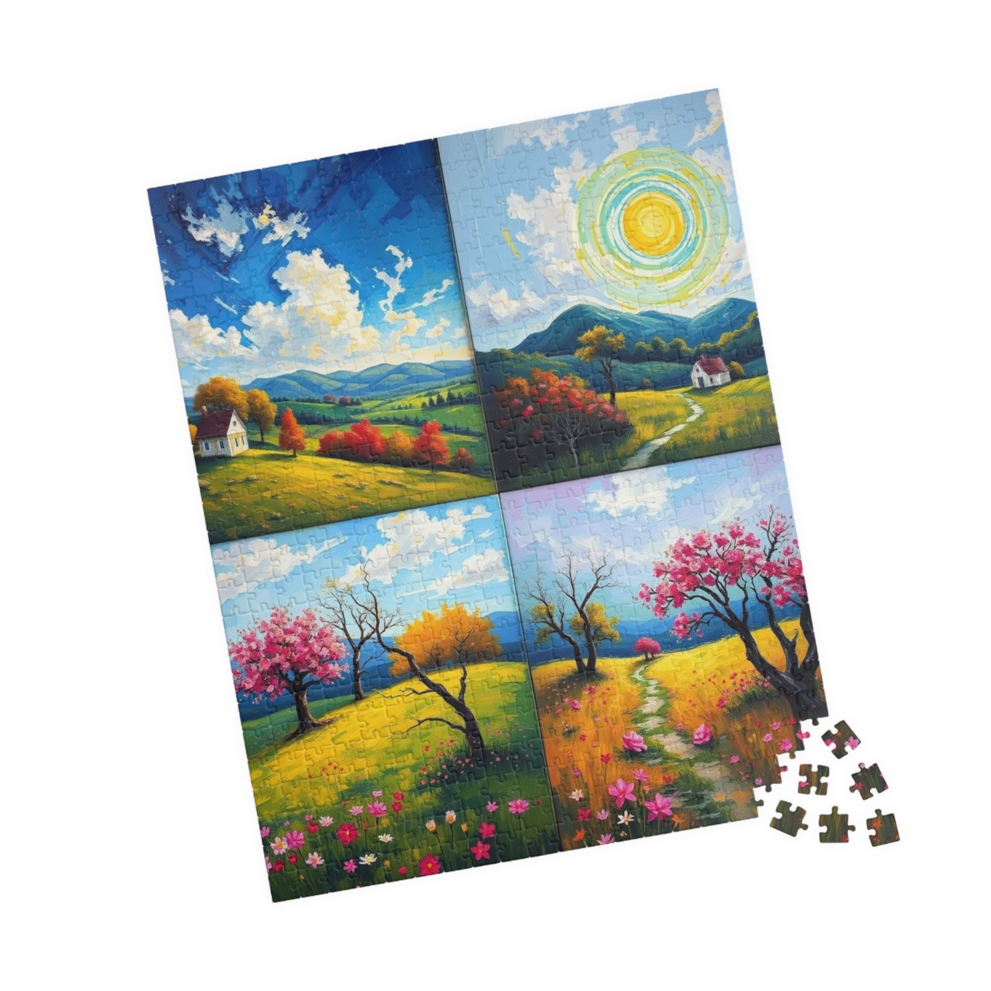 Puzzle, Spring Landscape Collage Puzzle, 110 252 520 1014-Pieces, Four-Quadrant Nature Jigsaw Game for Adults, Giftable Educational Toy Puzzle The Puzzle Chest