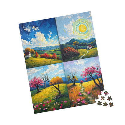 Puzzle, Spring Landscape Collage Puzzle, 110 252 520 1014-Pieces, Four-Quadrant Nature Jigsaw Game for Adults, Giftable Educational Toy Puzzle The Puzzle Chest