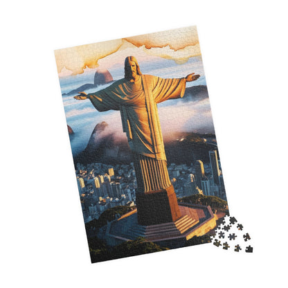 Christ the Redeemer Puzzle, Rio de Janeiro at Sunrise Tabletop Game, Puzzle Enthusiast History Lover, Fun Family Activity Game Night, Hobby Puzzle The Puzzle Chest