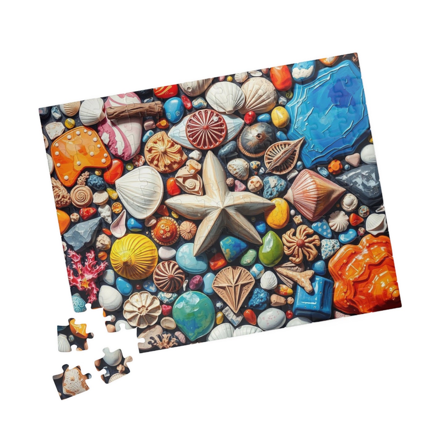 Coastal Keepsakes Jigsaw Puzzle - Seaside Treasure Summer Collage, Ocean-Themed Gift for Beach Lover, Friends, Family Game Brain Teaser Puzzle The Puzzle Chest