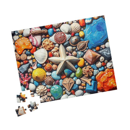Coastal Keepsakes Jigsaw Puzzle - Seaside Treasure Summer Collage, Ocean-Themed Gift for Beach Lover, Friends, Family Game Brain Teaser Puzzle The Puzzle Chest