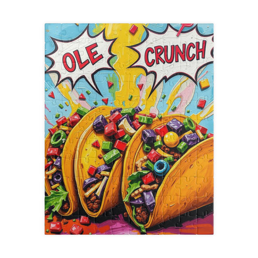 Taco Crunch Puzzle - Pop Art Jigsaw Fun Family Game, 110/252/520/1014-Piece, Vibrant Art for Food Lovers, Great Gift for Taco Tuesday 110 pcs (Vertical) Puzzle The Puzzle Chest