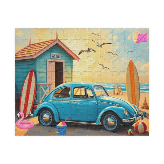 Coastal Breeze Vintage Car Puzzle - Ideal Holiday Birthday Gift for Beach Lovers, Family Fun, Indoor Summer Activities