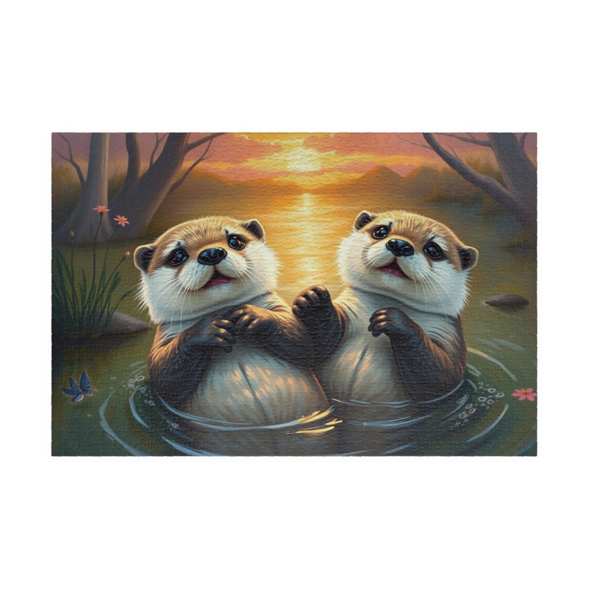Cute Otters Jigsaw Puzzle for Families, Fun Game Night Activity, Nature Lovers Gift for Friends, Home Entertainment, Brain Teaser 1014 pcs (Horizontal) Puzzle The Puzzle Chest