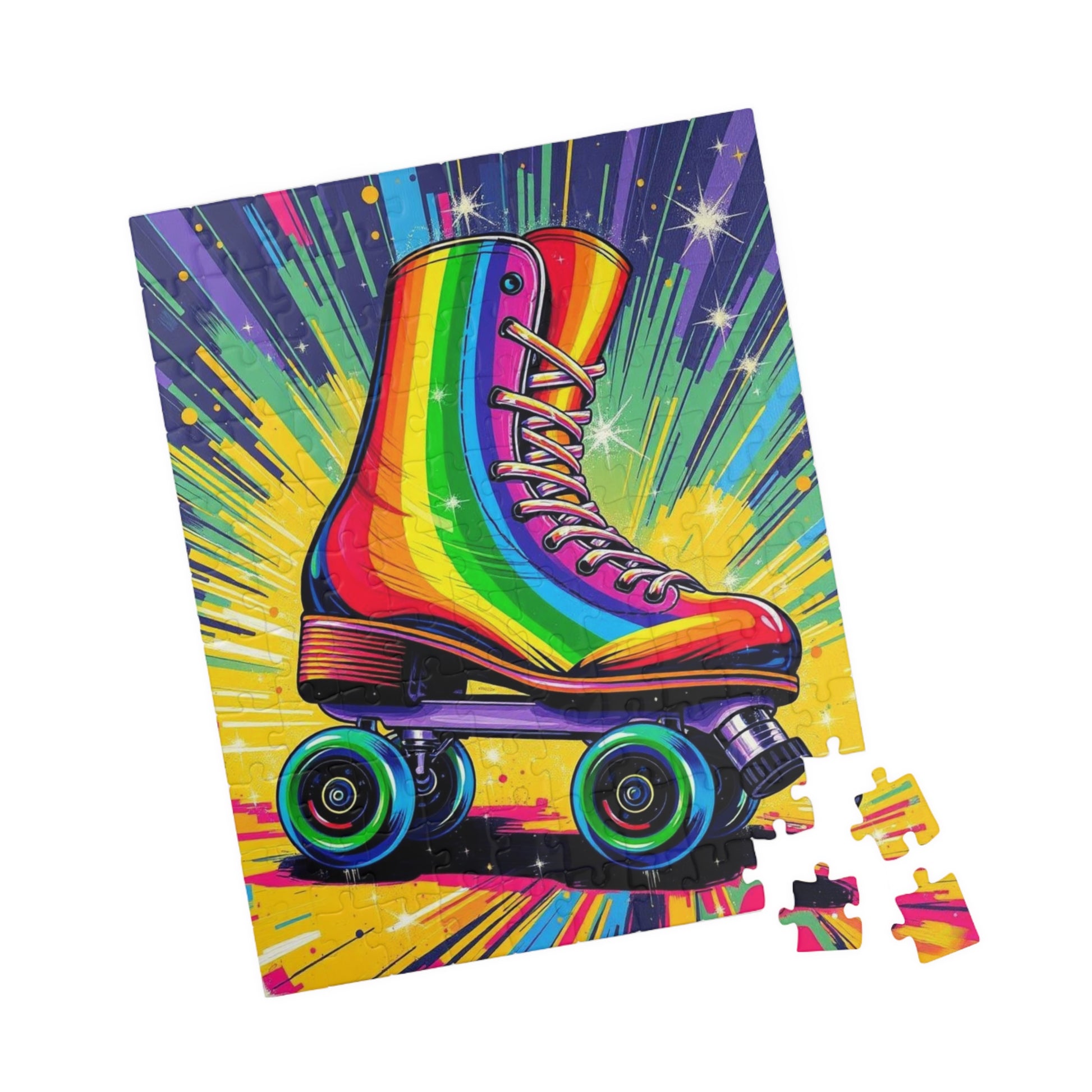 Rainbow Roller Skate Puzzle, Pop Art Jigsaw Fun Family Game, Colorful Home Entertainment, Gift for Hobbyist Puzzle Enthusiast Puzzle The Puzzle Chest