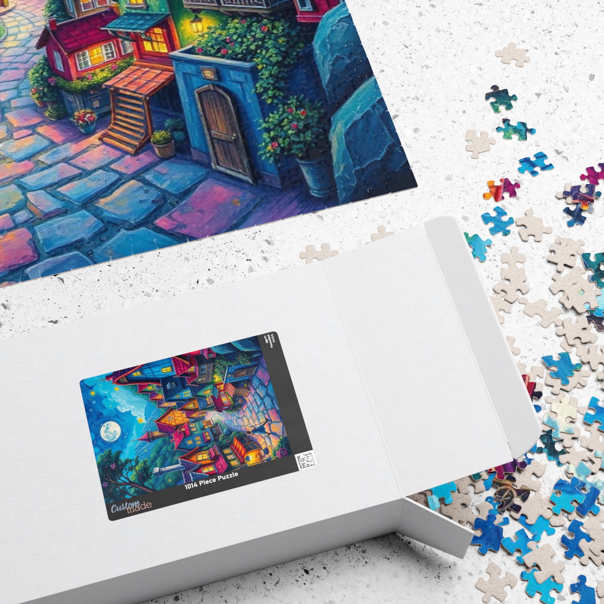 Vibrant Village Puzzle (110-1014 Piece), Cozy Moonlit Town Jigsaw Game for Adults, Family Activity, Gift for Puzzle Lovers, Mindfulness The Puzzle Chest