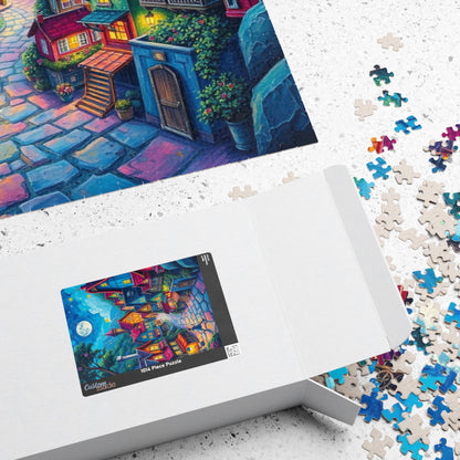 Vibrant Village Puzzle (110-1014 Piece), Cozy Moonlit Town Jigsaw Game for Adults, Family Activity, Gift for Puzzle Lovers, Mindfulness The Puzzle Chest
