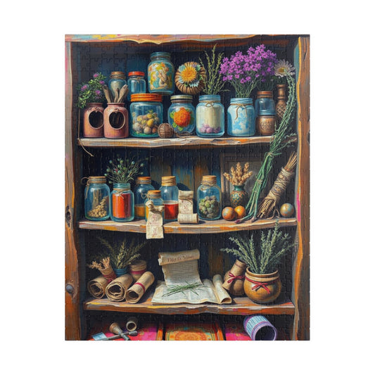 Botanical Garden Shelf Puzzle - Nature Lover's Jigsaw, Folk Art Home Decor, Gift for Adults, Eco-Friendly Cozy Indoor Activity, Brain Teaser