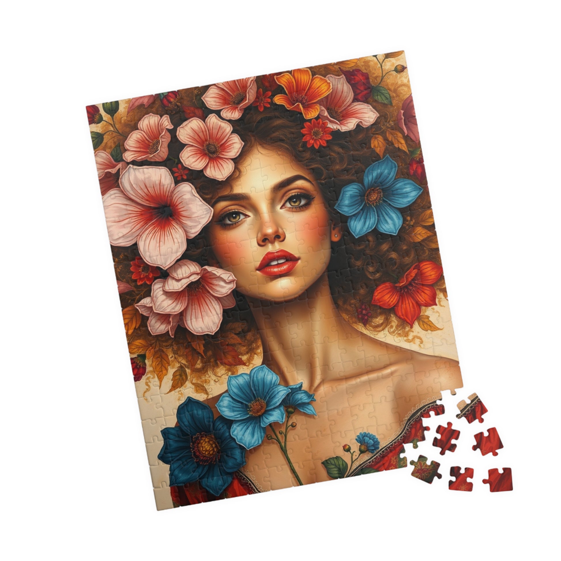 Floral Woman Puzzle, Portrait Art Jigsaw Puzzle for Adults, Unique Gift for Friends, Home Entertainment, Mindfulness Game, Relaxing Activity Puzzle The Puzzle Chest