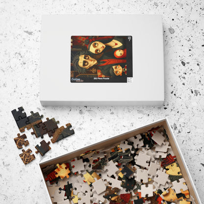 Macabre Victorian Family Puzzle - Gothic Portrait Jigsaw, Dark Fantasy Aesthetic and Pale Characters, Hauntingly Elegant Family Puzzle The Puzzle Chest