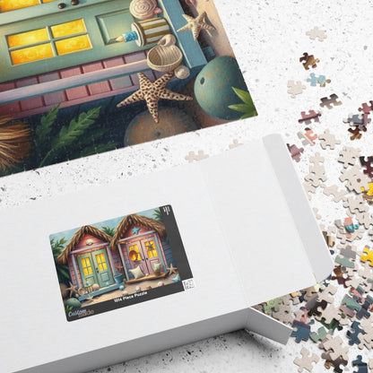 Seaside Charm Jigsaw Puzzle - Pastel Beach Huts, 110/252/520/1014-Piece Summer Vibes Beach House Puzzle for Fun, Gifts, Mental Stimulation Puzzle The Puzzle Chest