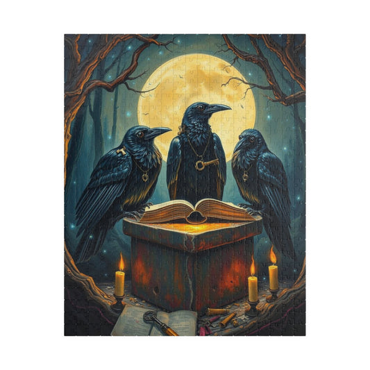 Ravens Court Jigsaw Puzzle for Adult Gothic Art Puzzle Lover, Mystical Dark Fantasy Game, Halloween Gift for Friend, Mindful Brain Teaser