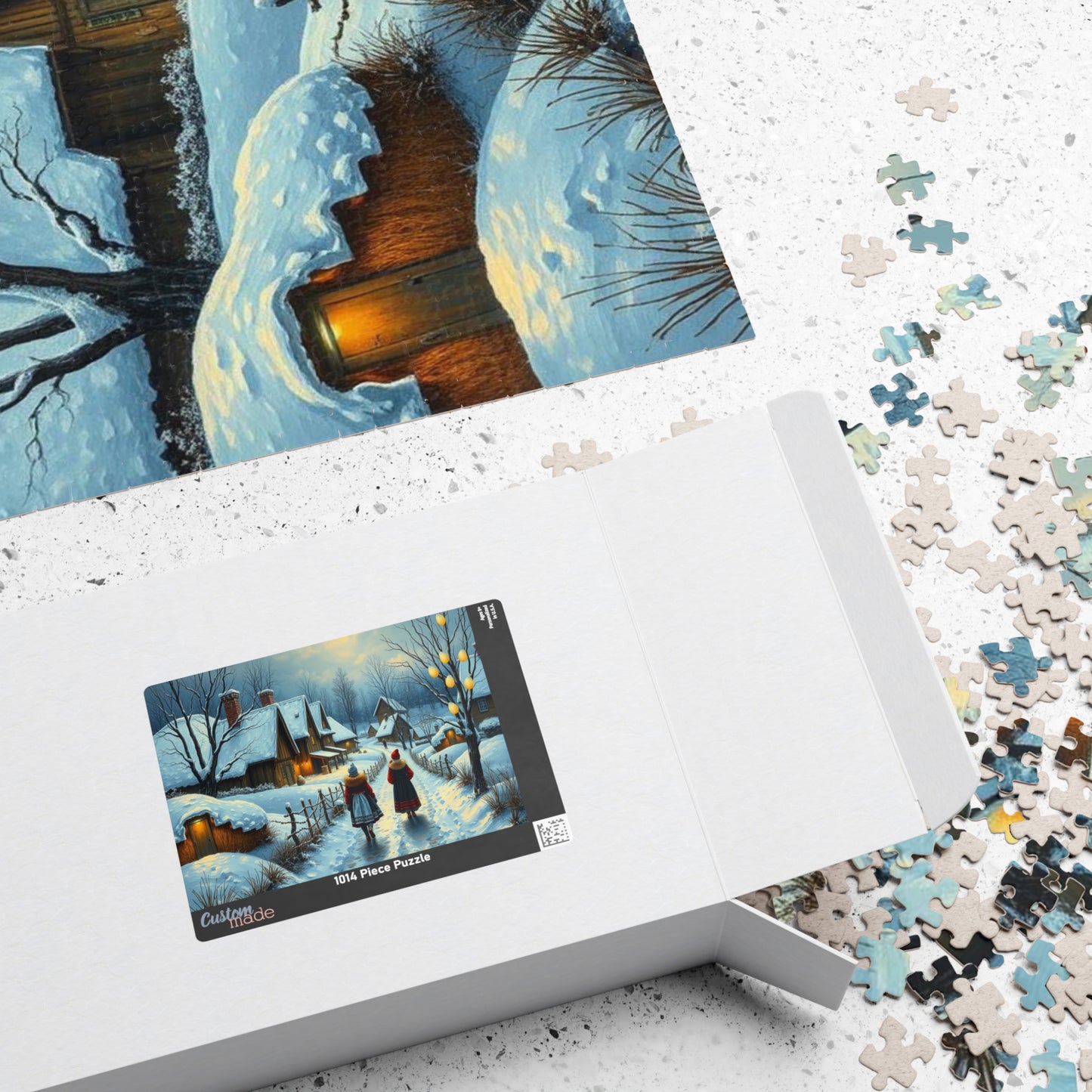 Ukrainian Village Jigsaw Puzzle - Winter Scene, Family Activity, Folk Art Puzzle, Christmas Holiday or Birthday Gift for Friends Puzzle The Puzzle Chest