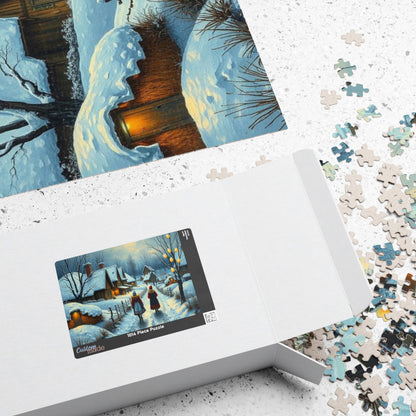 Ukrainian Village Jigsaw Puzzle - Winter Scene, Family Activity, Folk Art Puzzle, Christmas Holiday or Birthday Gift for Friends Puzzle The Puzzle Chest