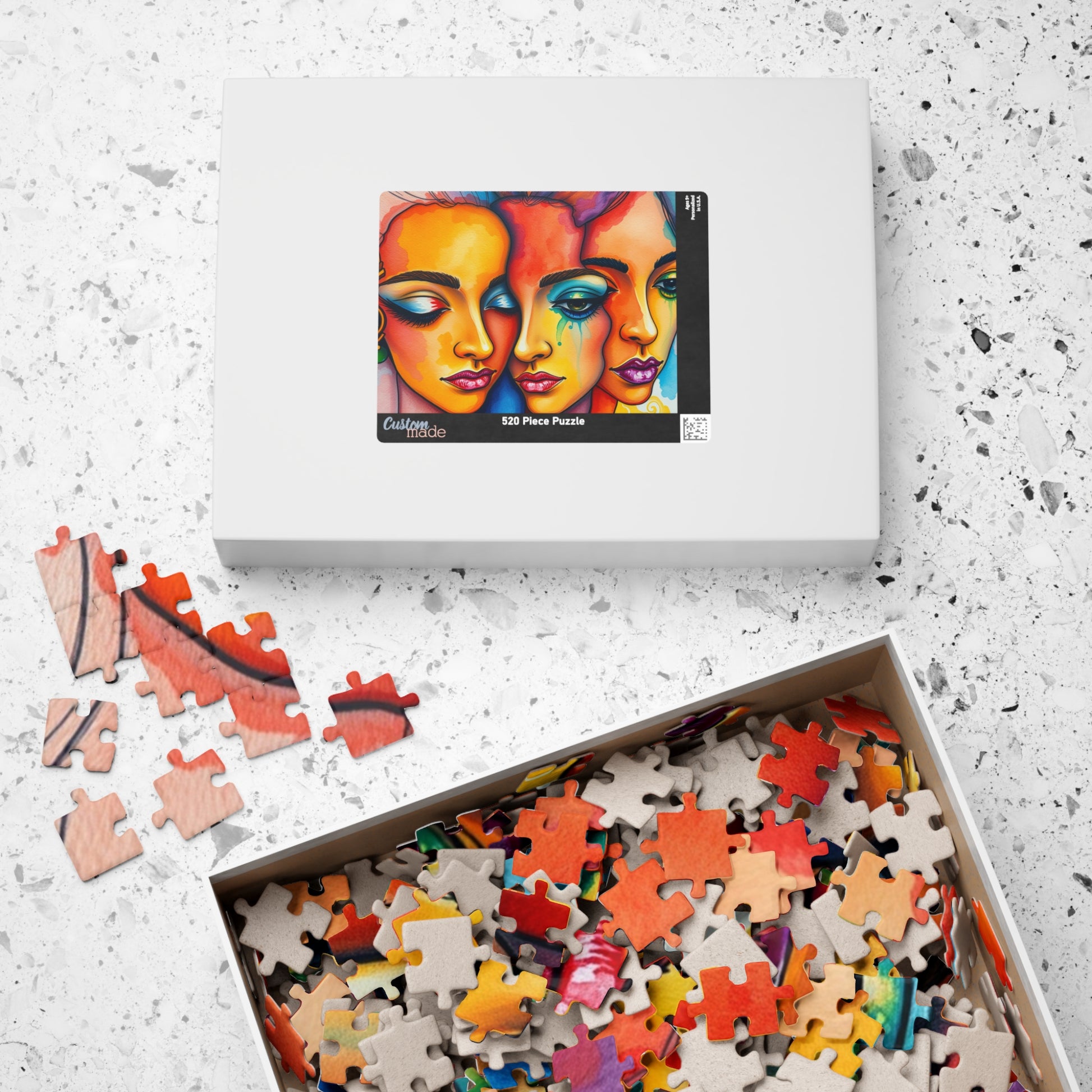 Blended Faces Abstract Jigsaw Puzzle (110-1014 Piece), Surreal Overlapping Watercolor Faces, Quiet Time Activity, Puzzle Lover Unique Gift Puzzle The Puzzle Chest