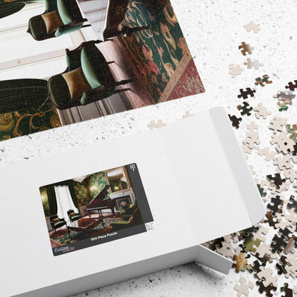 Elegant Vintage Parlor Room Puzzle | 110, 252, 520, 1014-piece Piano Design Jigsaw Game | Art Lover Gift, Family Night Cozy Evening Activity Puzzle The Puzzle Chest